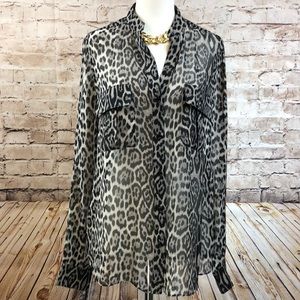 BCBG Maxazaria leopard print blouse size small